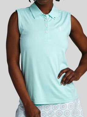 William Murray Golf Sleeveless Polo in Light Aqua